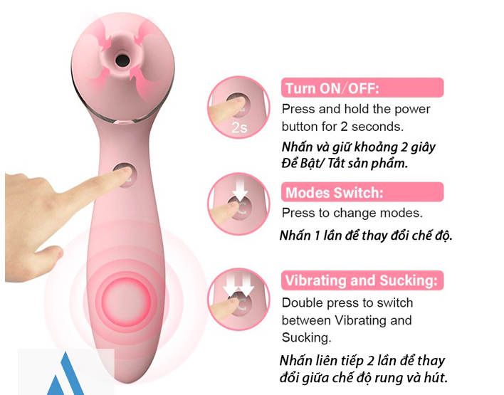 Cửa hàng bán KISTOY POLLY PLUS máy massage vùng kín 2 đầu rung hút mạnh Kisstoy pollyplus giá sỉ